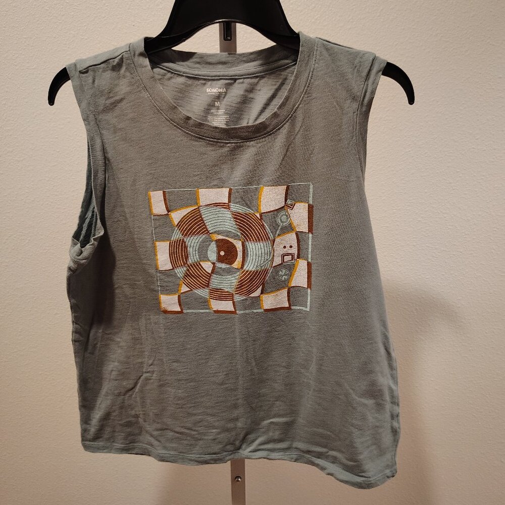 Sonoma Women's Muscle Graphic Tank Top Size Medium Cotton